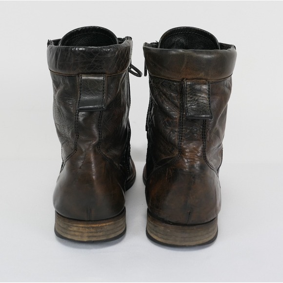 Allsaints Distressed 7" Side Zip Leather Boots Men's 10 Combat Biker *READ* - Picture 5 of 16